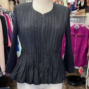 BCBG Max Azria Black Peplum Zip-Up Cropped Jacket Size Small